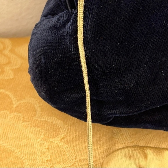 VINTAGE 1930’s ERA DARK BLUE VELVET HANDBAG PURSE RETRO PINUP SATIN LINED FORMAL - Picture 9 of 15